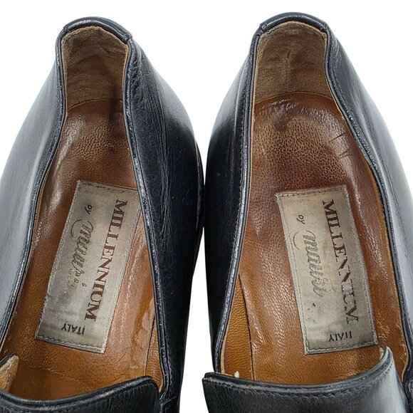 Vintage Mauri Millennium Men Size 13 Black Leather Dress Shoes Italy Bit Loafers - Picture 6 of 11